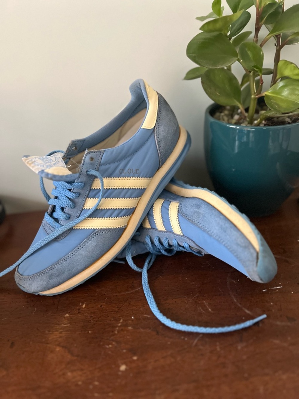 adidas Light Blue and Cream Retro Athletic Sneakers - Picture 2 of 9
